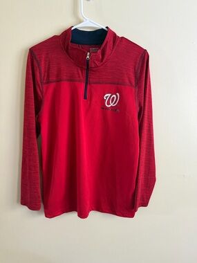 Genuine Merchandise Washington Nationals Red Long Sleeve 1/4 Zip Pullover